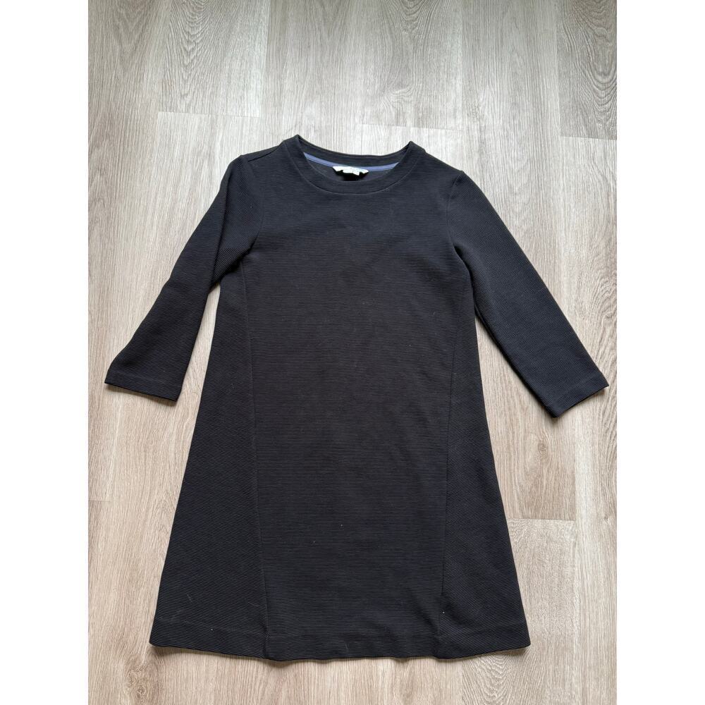 Boden black ribbed scoop neck dress, women's size 4P, Long Sleeve